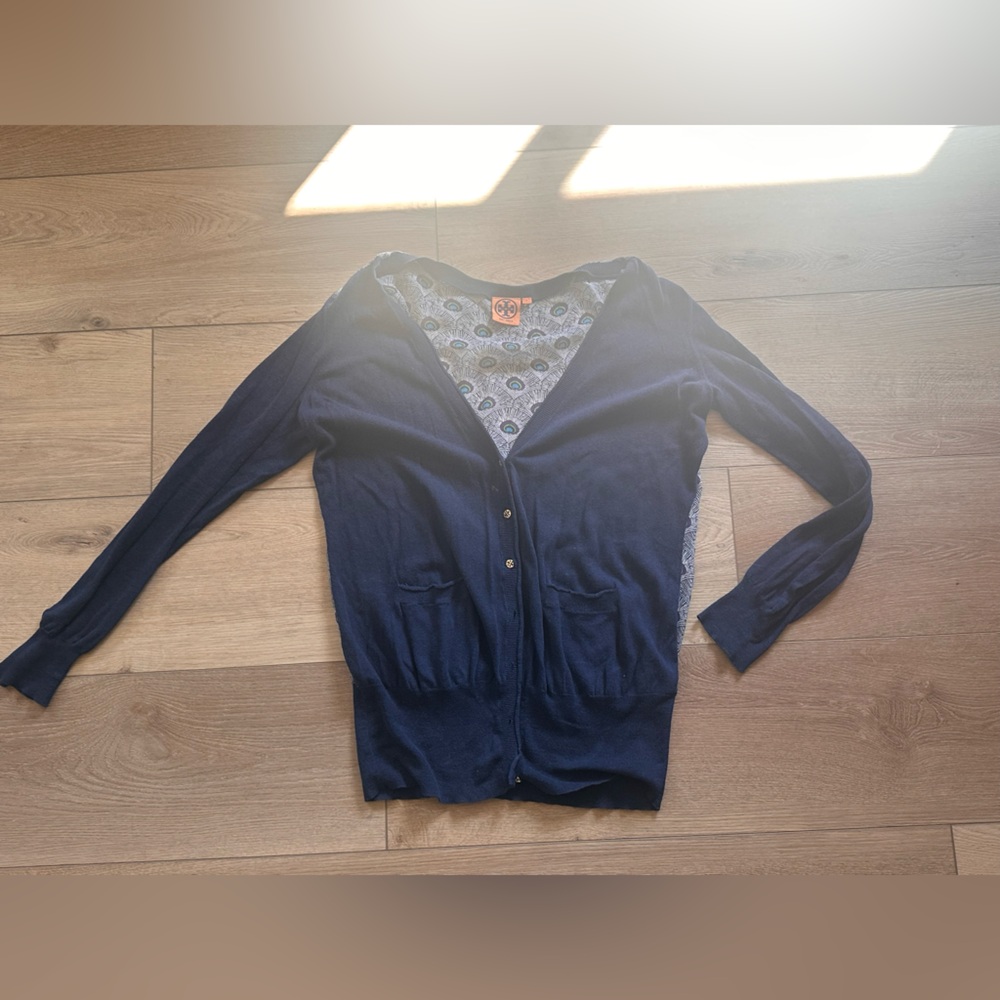 Tory Burch Patterned Navy Cardigan
